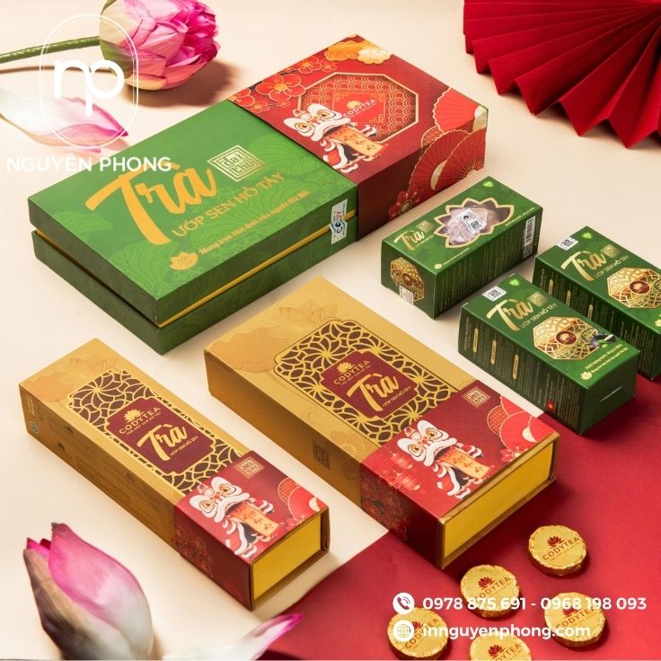 Mẫu hộp đựng trà cao cấp in logo thương hiệu